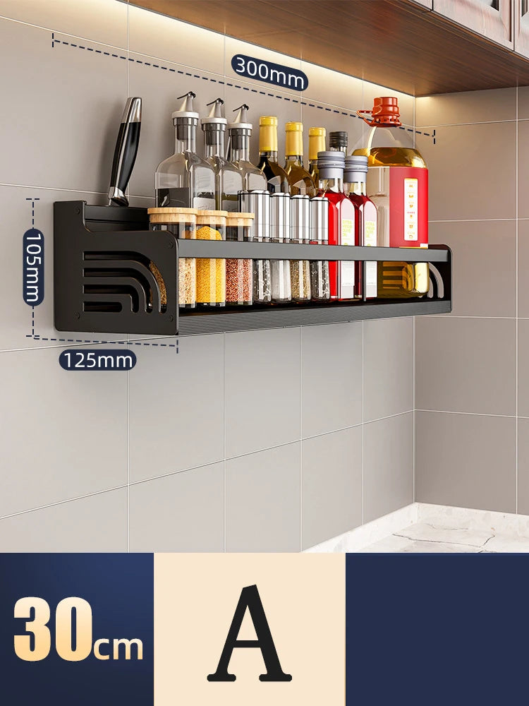 Kitchen Organizer Shelf Wall-mounted Spice Storage Rack Kitchen Knife Holder Wall Seasoning Chopstick Spoon Shovel Storage