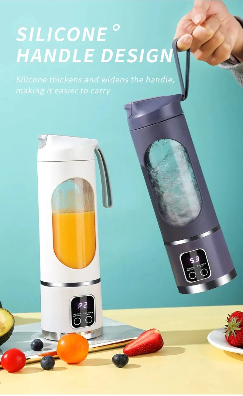 Portable Fruit Juicer 10 Blades 450ml Capacity 3 Gears USB Rechargeable Blender Ice Crusher for Shakes and Smoothies Juicer Cup