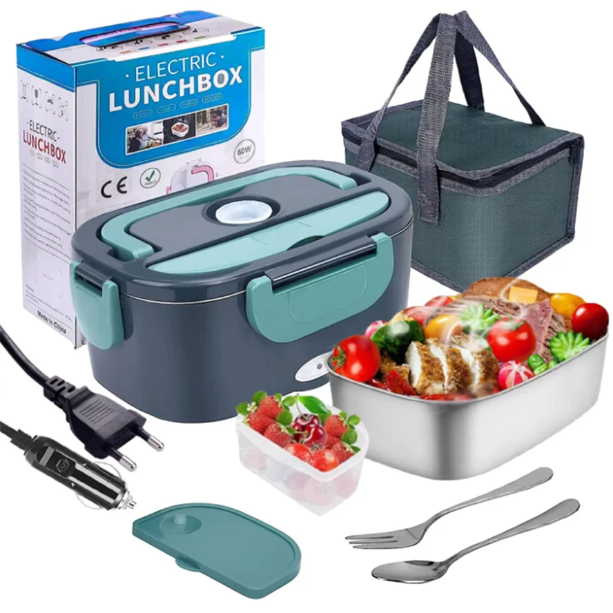 GECOFEER 1.5L 60W Electric Lunch Box Food Warmer Portable Food Heater for Car Or Lunch Heating Microwave for Truckers