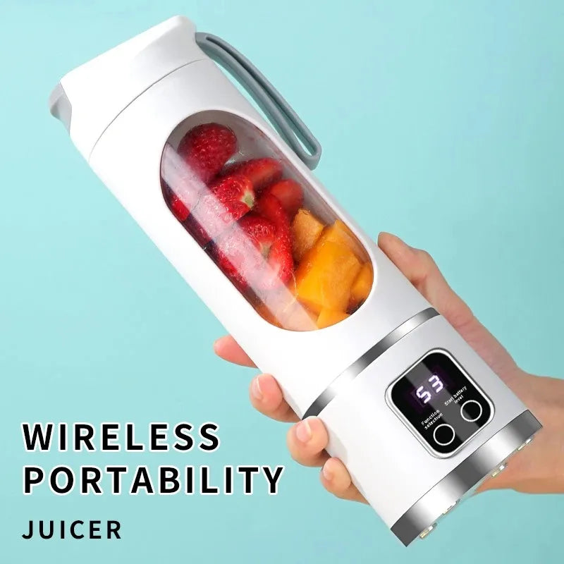 Portable Fruit Juicer 10 Blades 450ml Capacity 3 Gears USB Rechargeable Blender Ice Crusher for Shakes and Smoothies Juicer Cup