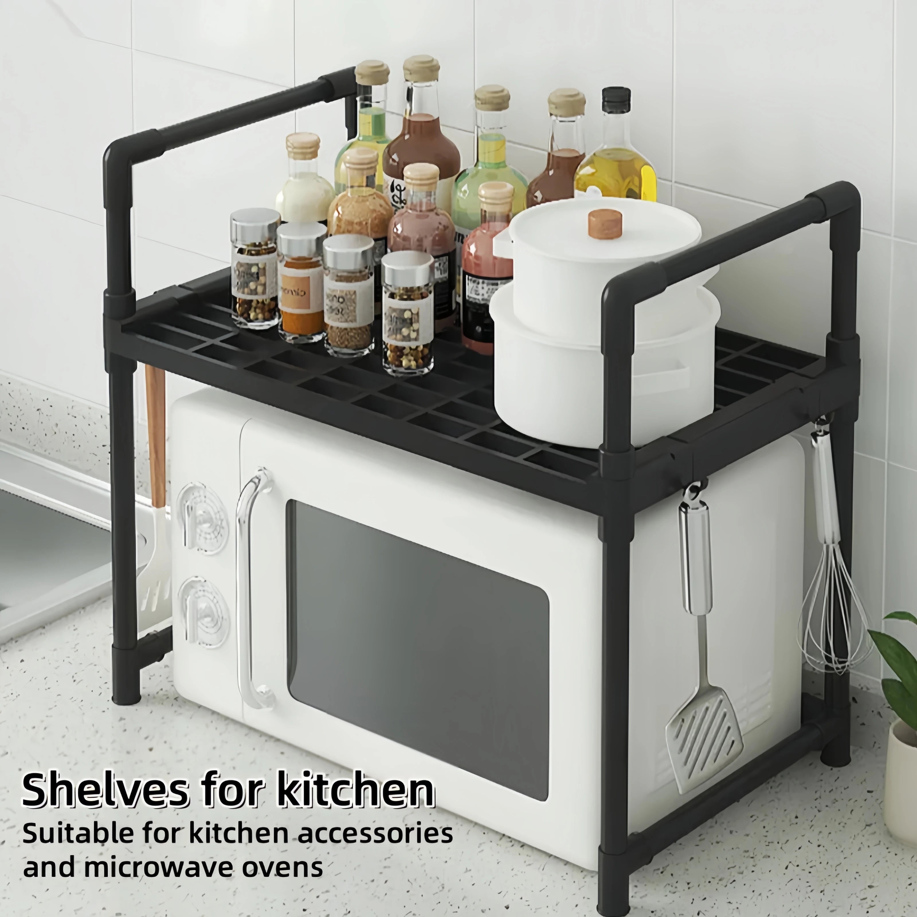 Kitchen Elevated Design Seasoning Rack Microwave Storage RackBilayer Oven Modern Minimalism Kitchen Accessories Organizer