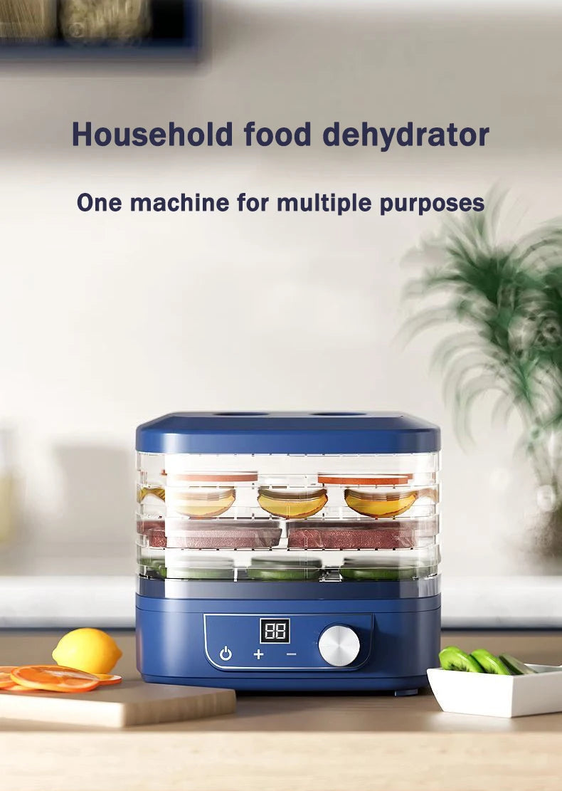 5 Trays Dried Fruit Air Dryer Multifunction Meat Vegetable Herb Drying Machine Digital Timer Temperature Control Food Dehydrator