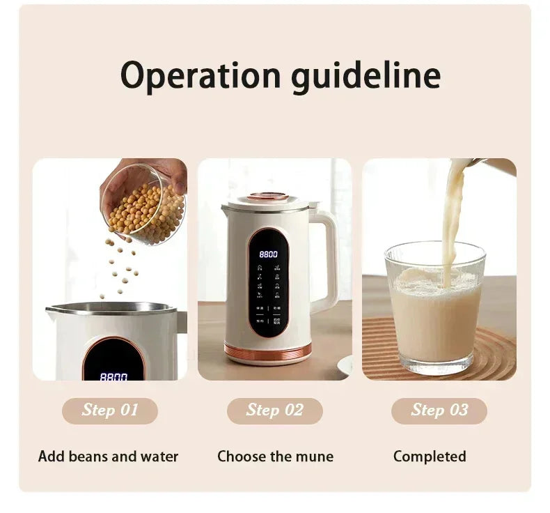220V 1500ml Soybean Milk Machine 10-leaf Blade Breakfast Machine Electric Juicer Blender Mixer Wall Breaking Machine