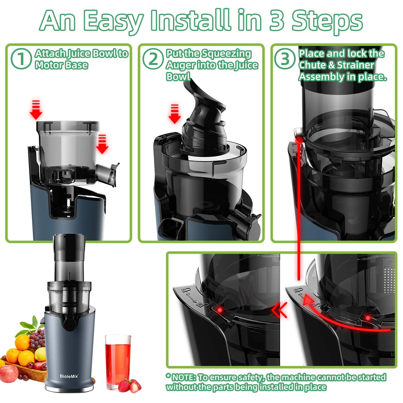 BioloMix Cold Press Juicer with 78mm Feed Chute