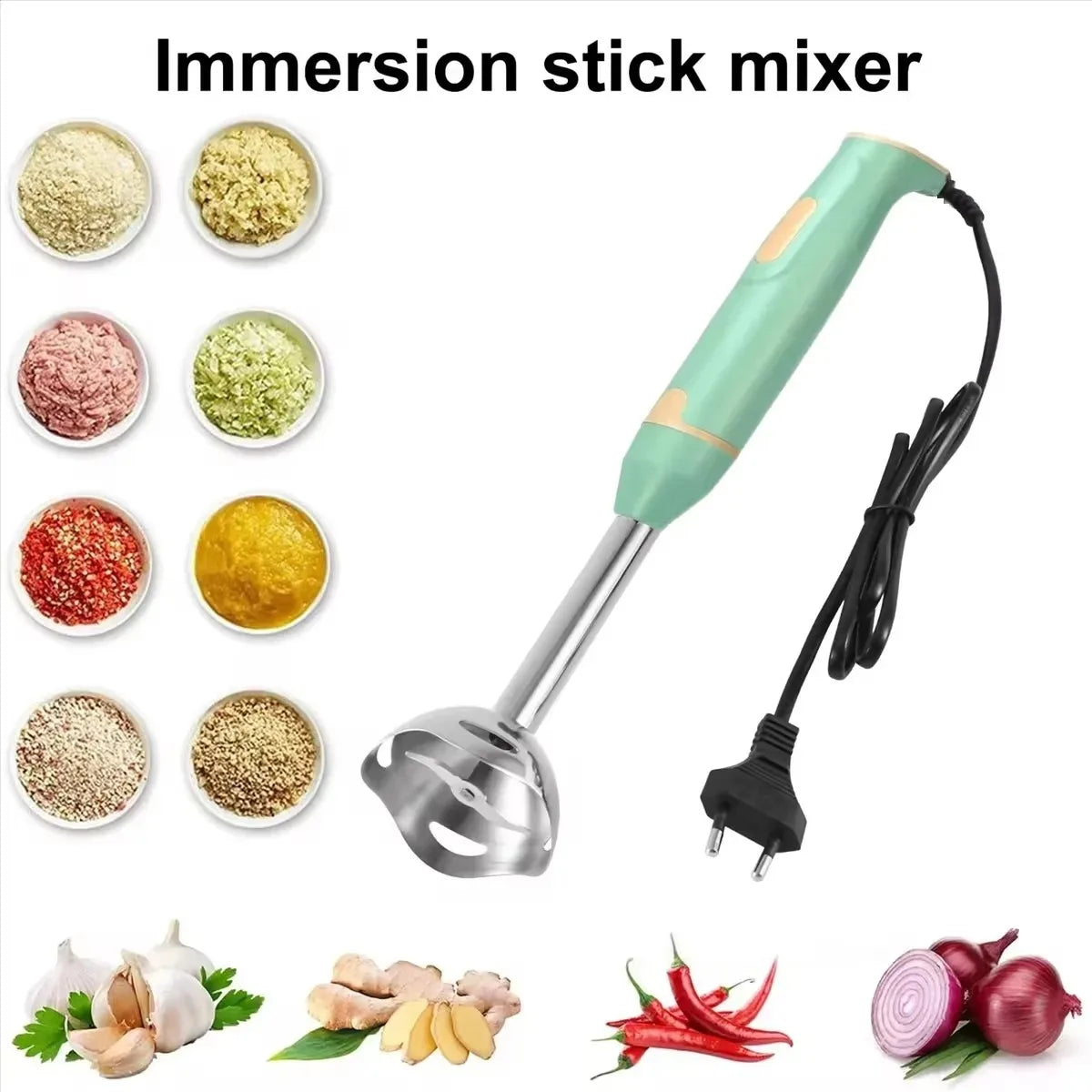 Immersion Stick Mixer Electric Handheld Blender Vegetable Grinder Portable Mixer for Meat/Vegetable/Smoothies/Soups