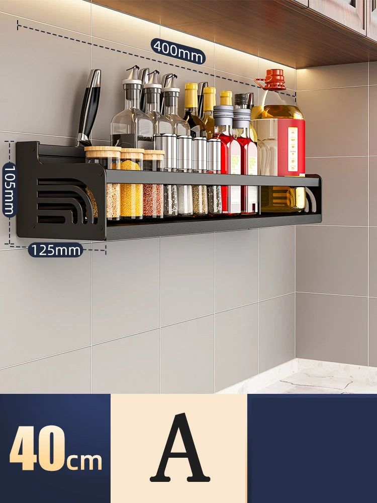 Kitchen Organizer Shelf Wall-mounted Spice Storage Rack Kitchen Knife Holder Wall Seasoning Chopstick Spoon Shovel Storage