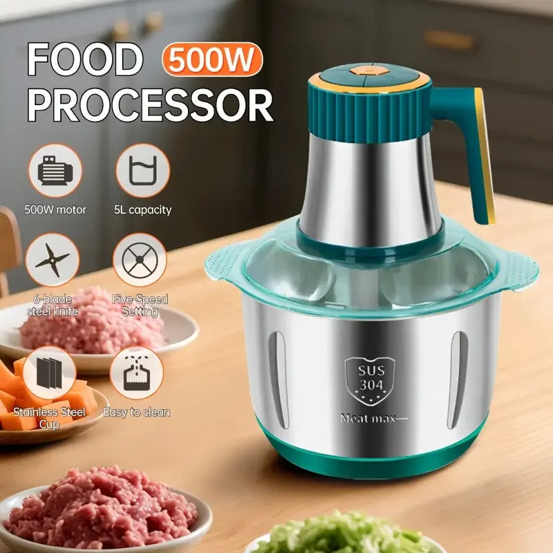 2L3L5LElectric Meat Grinder 304 Stainless Steel Multifunctional Vegetable Slicer Chopper Mincer Baby Food Processor 220V EU Plug