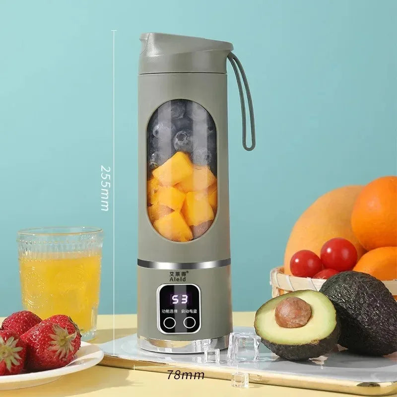 Portable Fruit Juicer 10 Blades 450ml Capacity 3 Gears USB Rechargeable Blender Ice Crusher for Shakes and Smoothies Juicer Cup