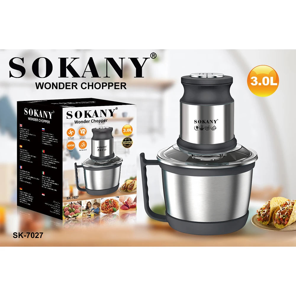 800W 3L Meat Grinder Electric Stainless Steel Blender Mixer Machine for Kitchen Food Processors Chopper Meat Mincer 220V