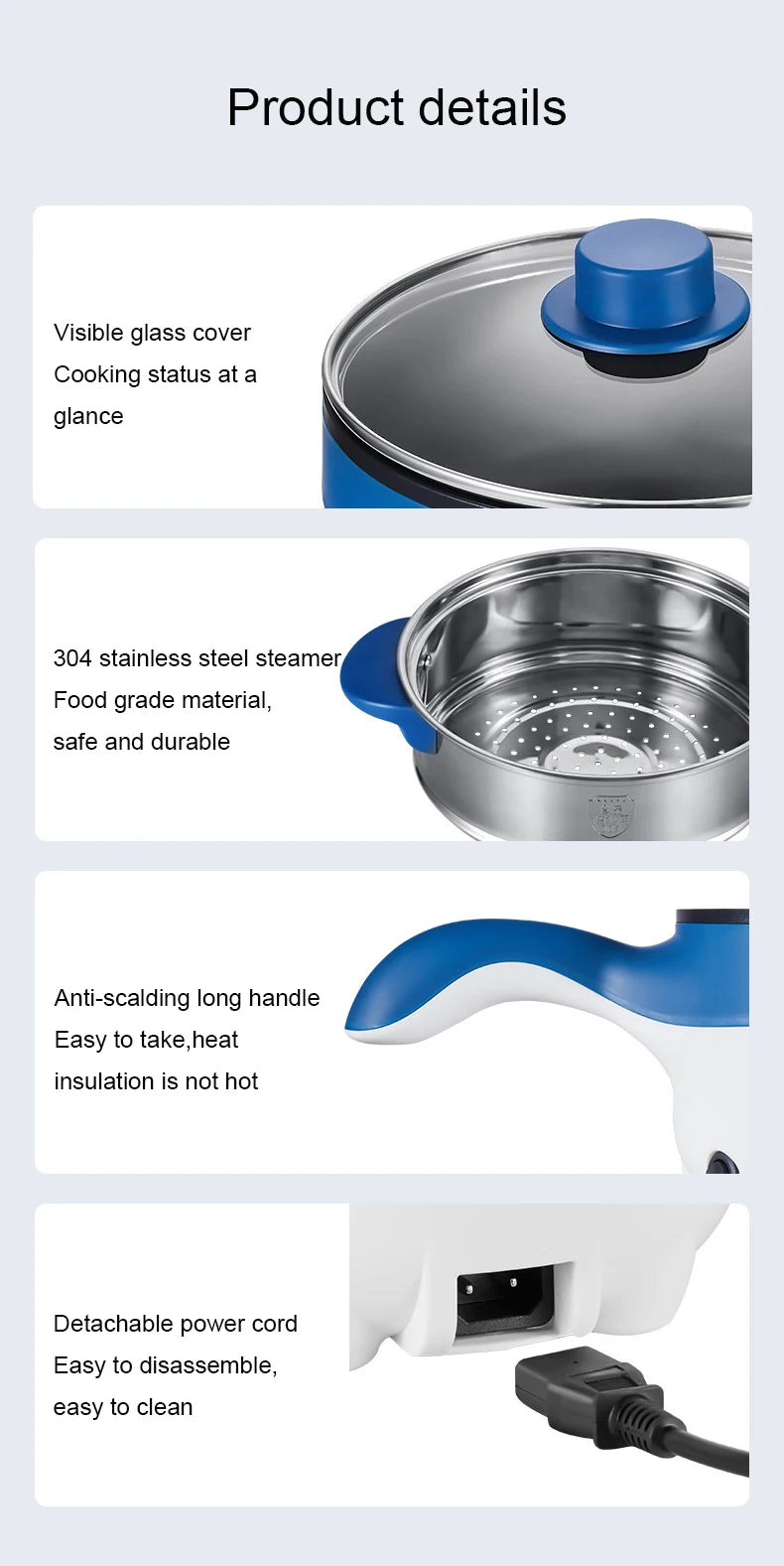 2L Travel 12V 24V Car Truck Multifunction Electric Cooking Skillet Double Layer Hot Pot Soup Heater Rice Cooker Food Steamer Pan