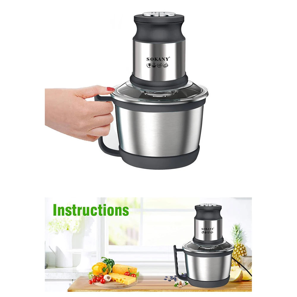 800W 3L Meat Grinder Electric Stainless Steel Blender Mixer Machine for Kitchen Food Processors Chopper Meat Mincer 220V