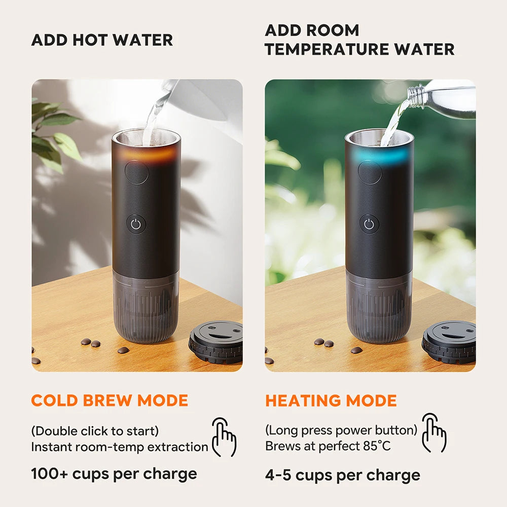 RECAFIM Wireless Electric Portable Espresso Coffee Machine for Car Home Camping Coffee Maker Fit Nespresso Dolce Capsule Powder