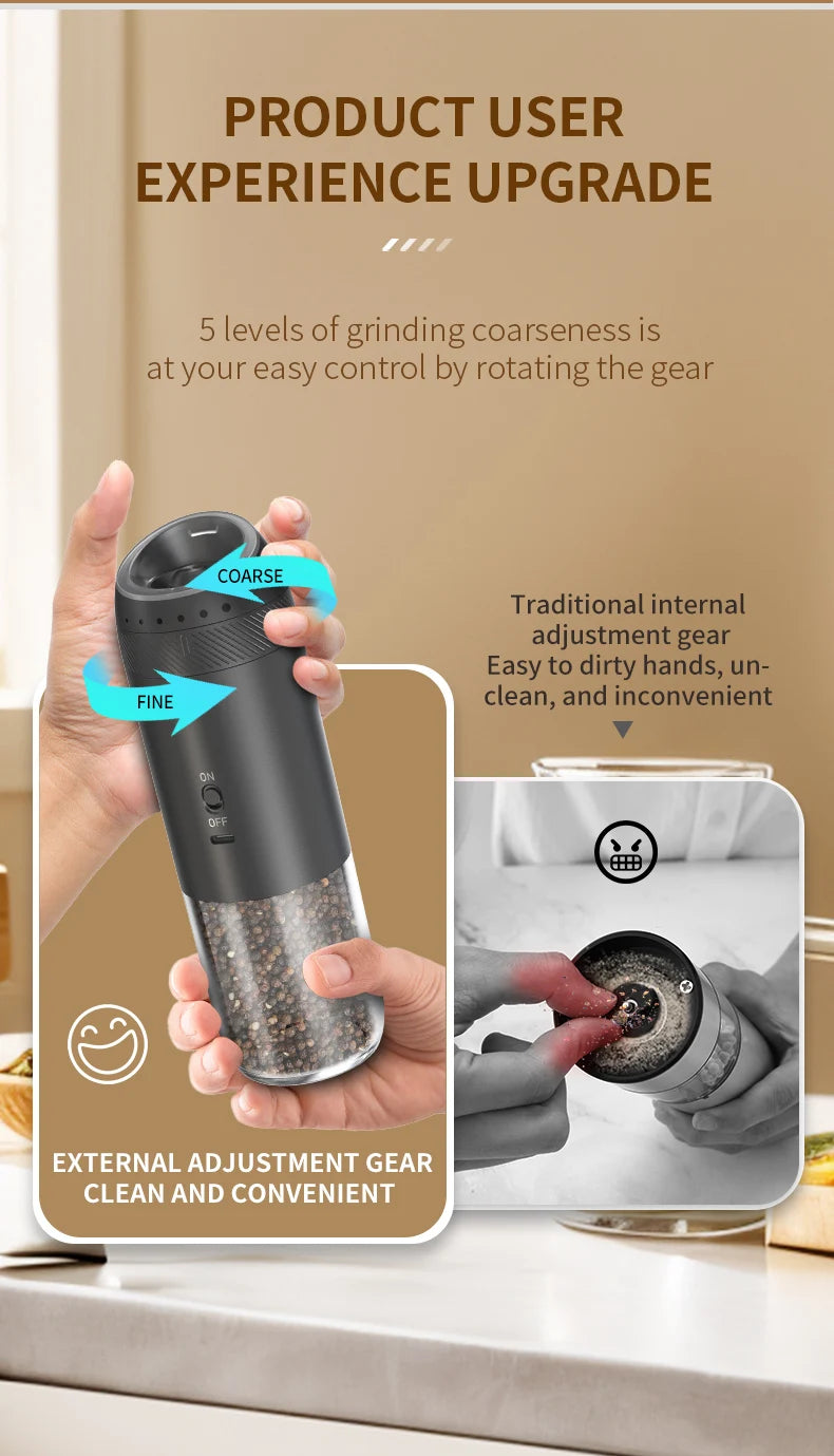 Electric Salt And Pepper Grinder with LED Light