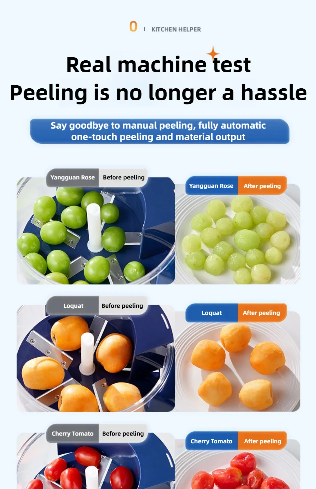 TINSOL New Electric Grape Peeler Automatic Mini Fruit Peeling Tool Smart Vegetable & Fruit Peeler Kitchen Peeling Wonder