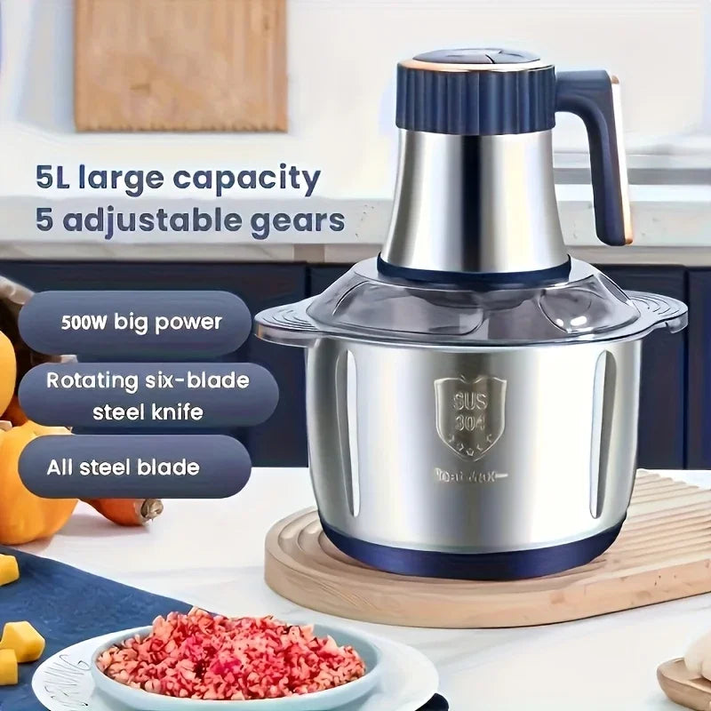 2L3L5LElectric Meat Grinder 304 Stainless Steel Multifunctional Vegetable Slicer Chopper Mincer Baby Food Processor 220V EU Plug