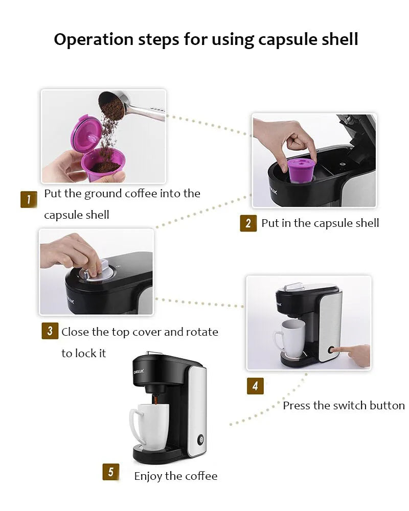 110V/220V K-Cup Capsule Coffee Maker American Style Small Capsule Coffee Machine Home Coffee Powder Brewing Machine