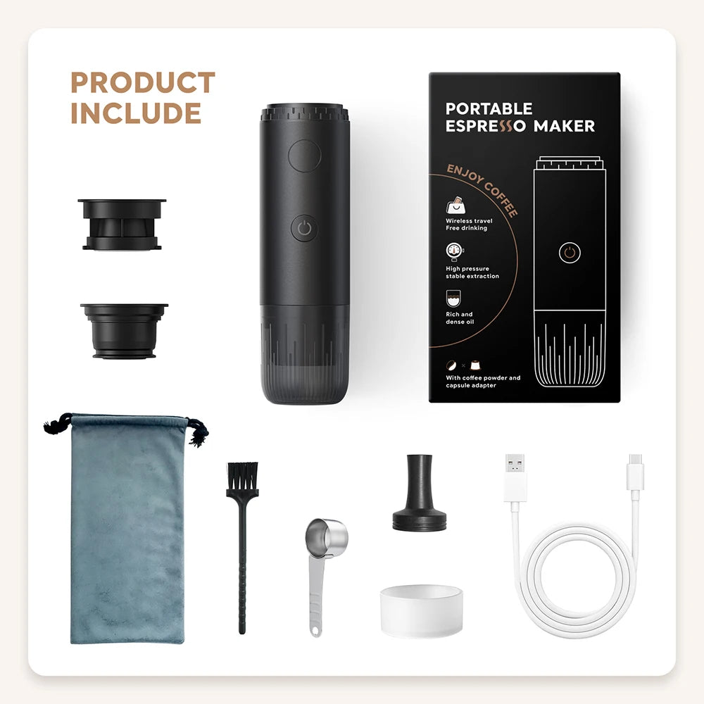 RECAFIM Wireless Electric Portable Espresso Coffee Machine for Car Home Camping Coffee Maker Fit Nespresso Dolce Capsule Powder