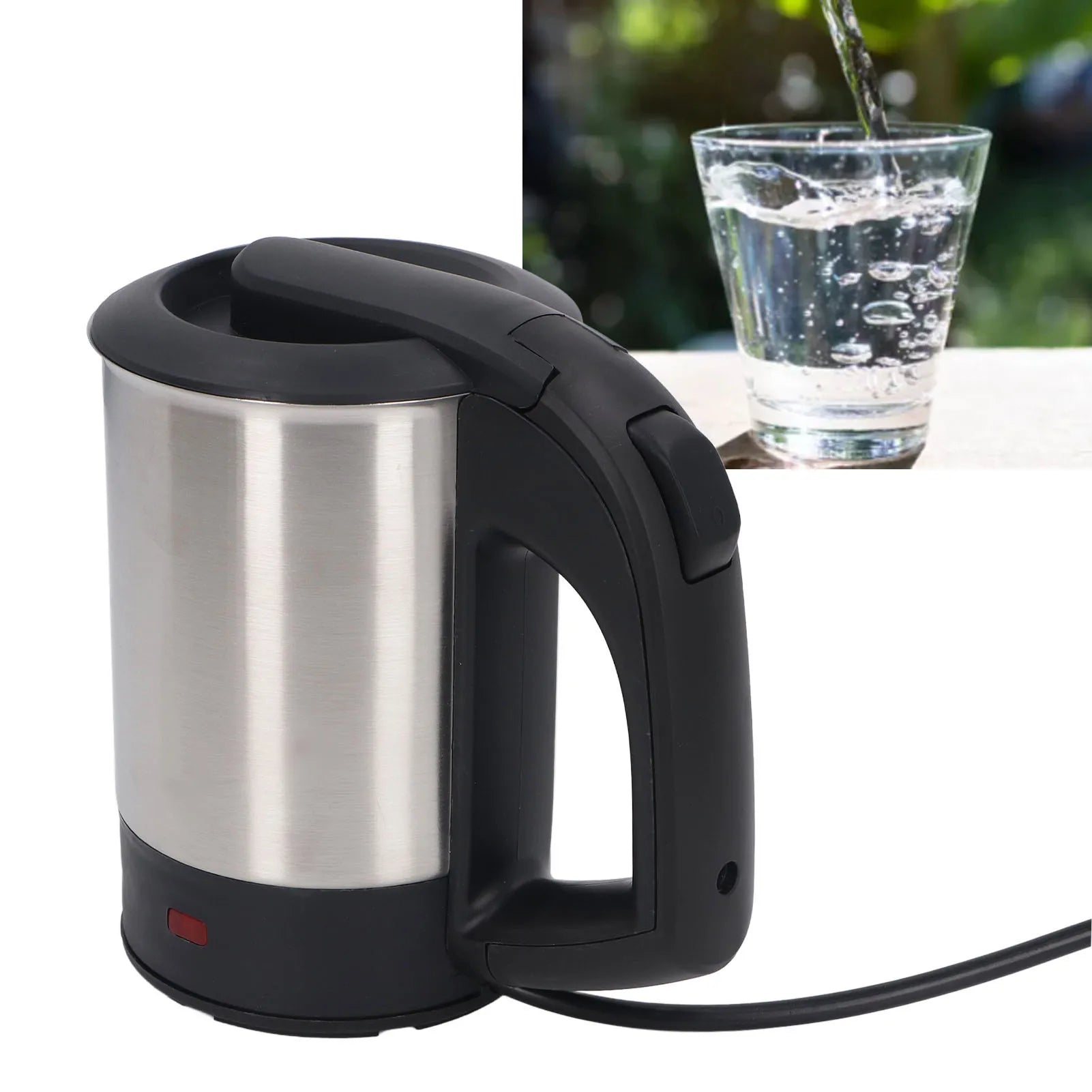 Electric Kettle 1000W 0.5L Stainless Steel Auto Shutoff Boil Dry Protection Water Boiler Heater with 2 Cups for Home