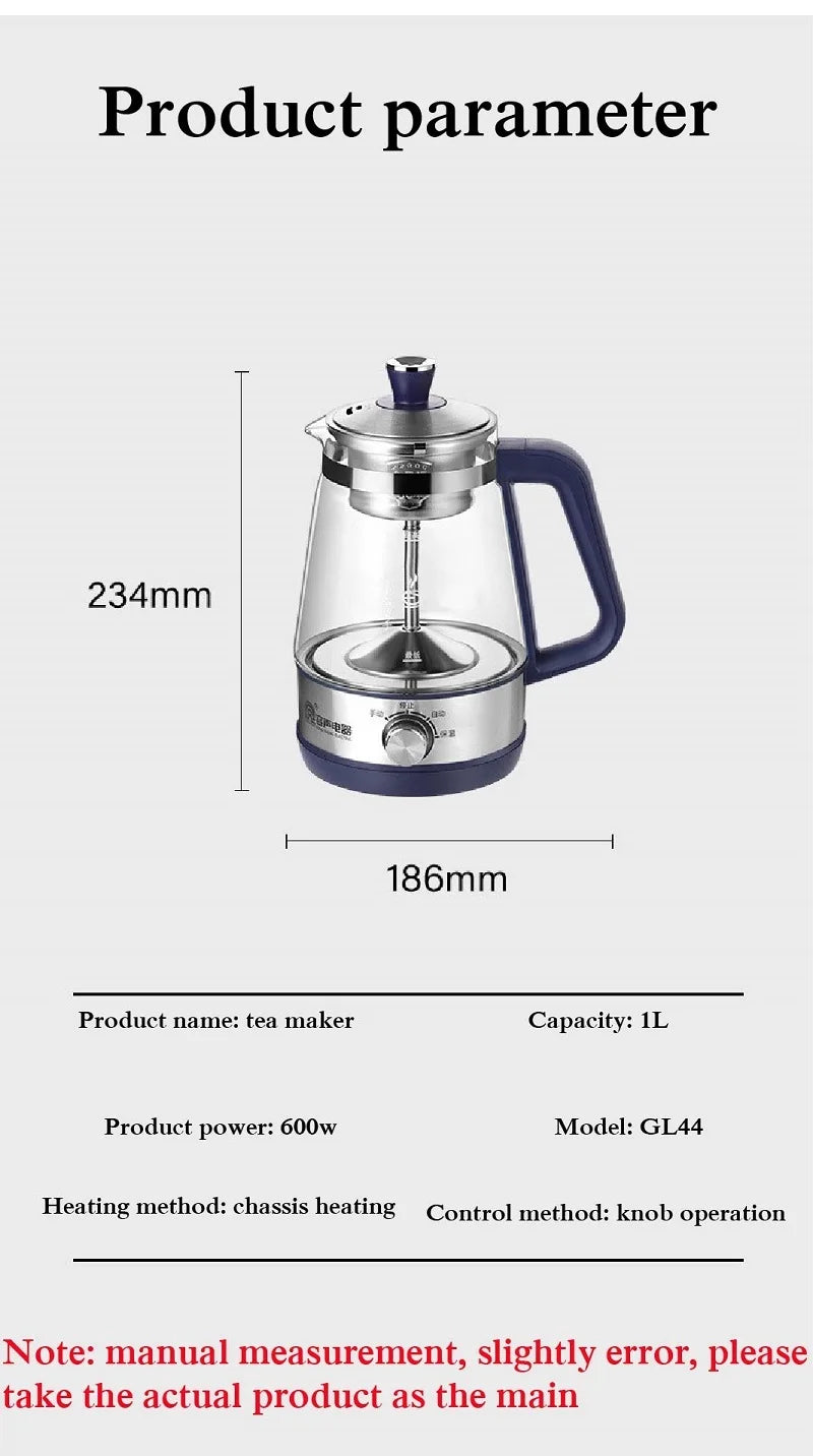 1L Electric Kettle Heat-resistant Glass Tea Infuser Pot With Filter  Automatic Steam Spray Borosilicate glass Teapot Health Pot