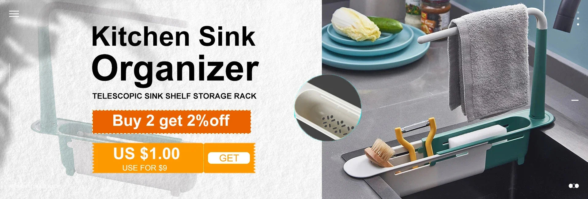 Kitchen Telescopic Sink Organizer Rack Telescopic Faucet Organizer for Soap Towel Sponge Storage Adjustable Shelf Storage Rack