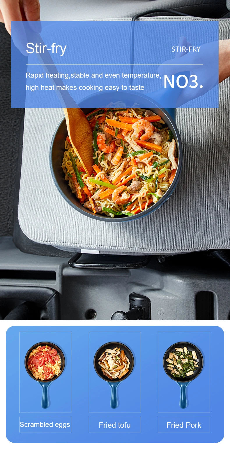 2L Travel 12V 24V Car Truck Multifunction Electric Cooking Skillet Double Layer Hot Pot Soup Heater Rice Cooker Food Steamer Pan
