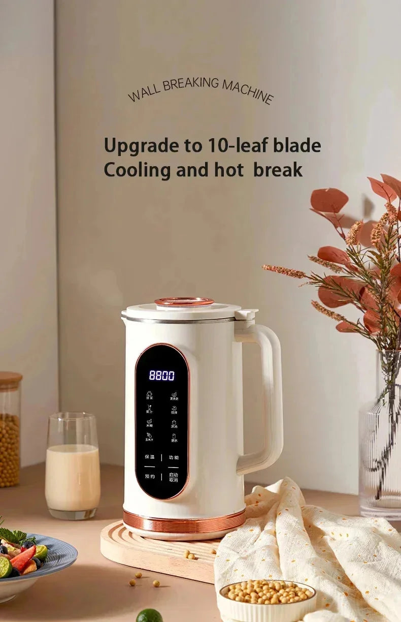 220V 1500ml Soybean Milk Machine 10-leaf Blade Breakfast Machine Electric Juicer Blender Mixer Wall Breaking Machine