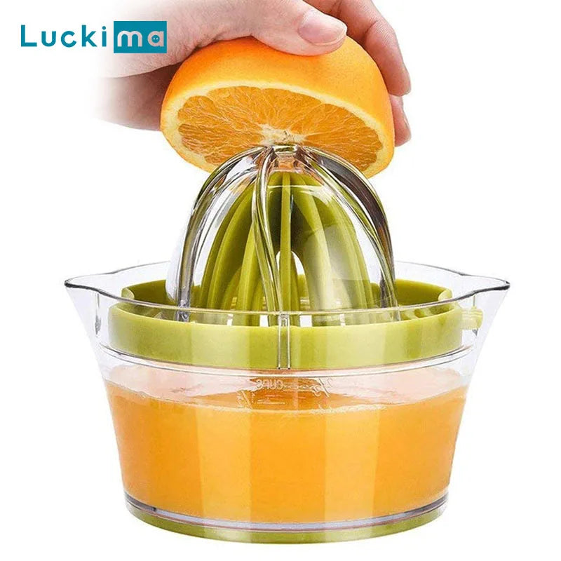 4 In 1 Citrus Lemon Orange Manual Juicer Multifunctional Hand Fruit Squeezer with Built-in Measuring Cup Grater Egg Separator