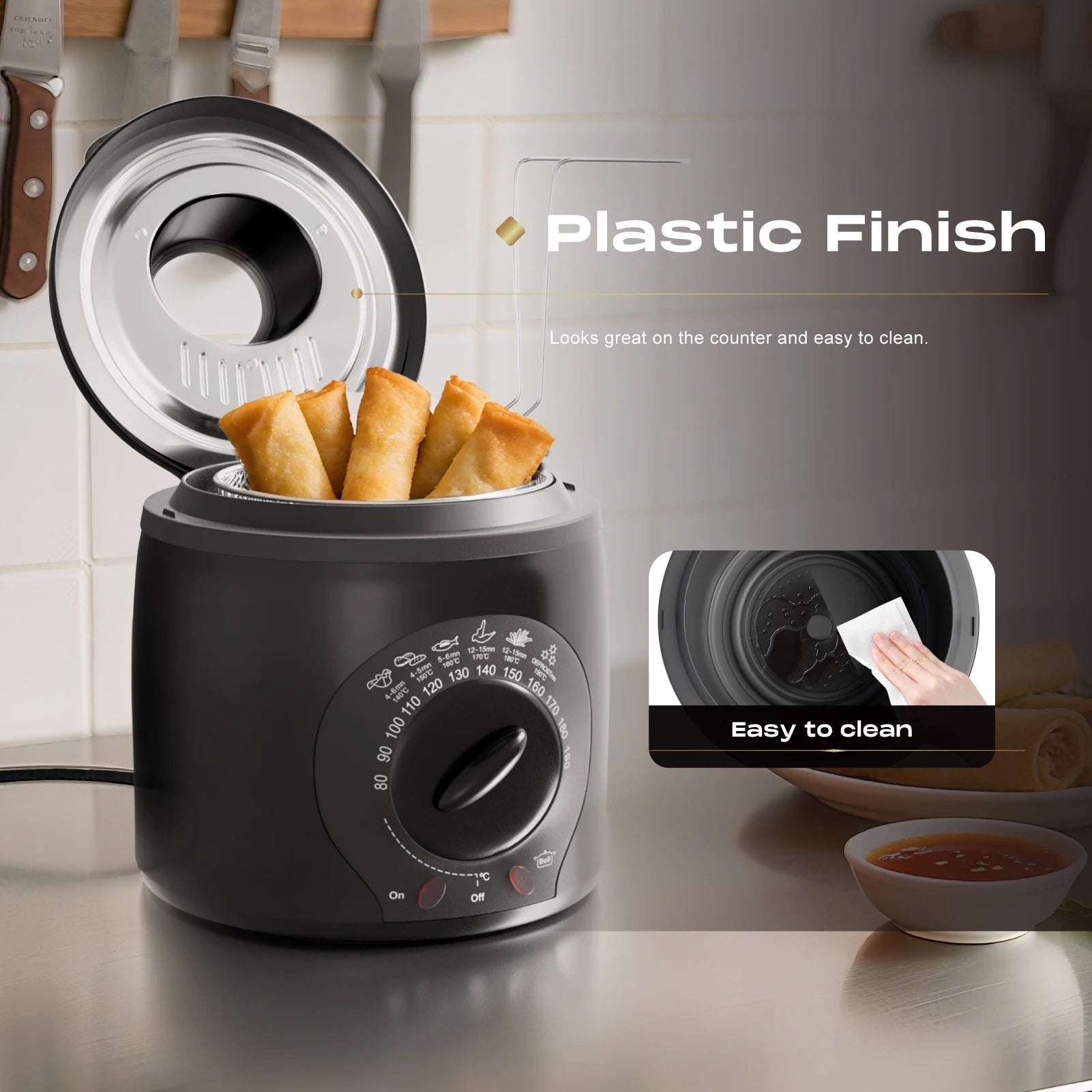 SUPERLEX Electric Deep Fryer 1L For Home Temperature Control Visual Window Removable Oil Tank Easy‑Clean Fried Chicken Fries Pot