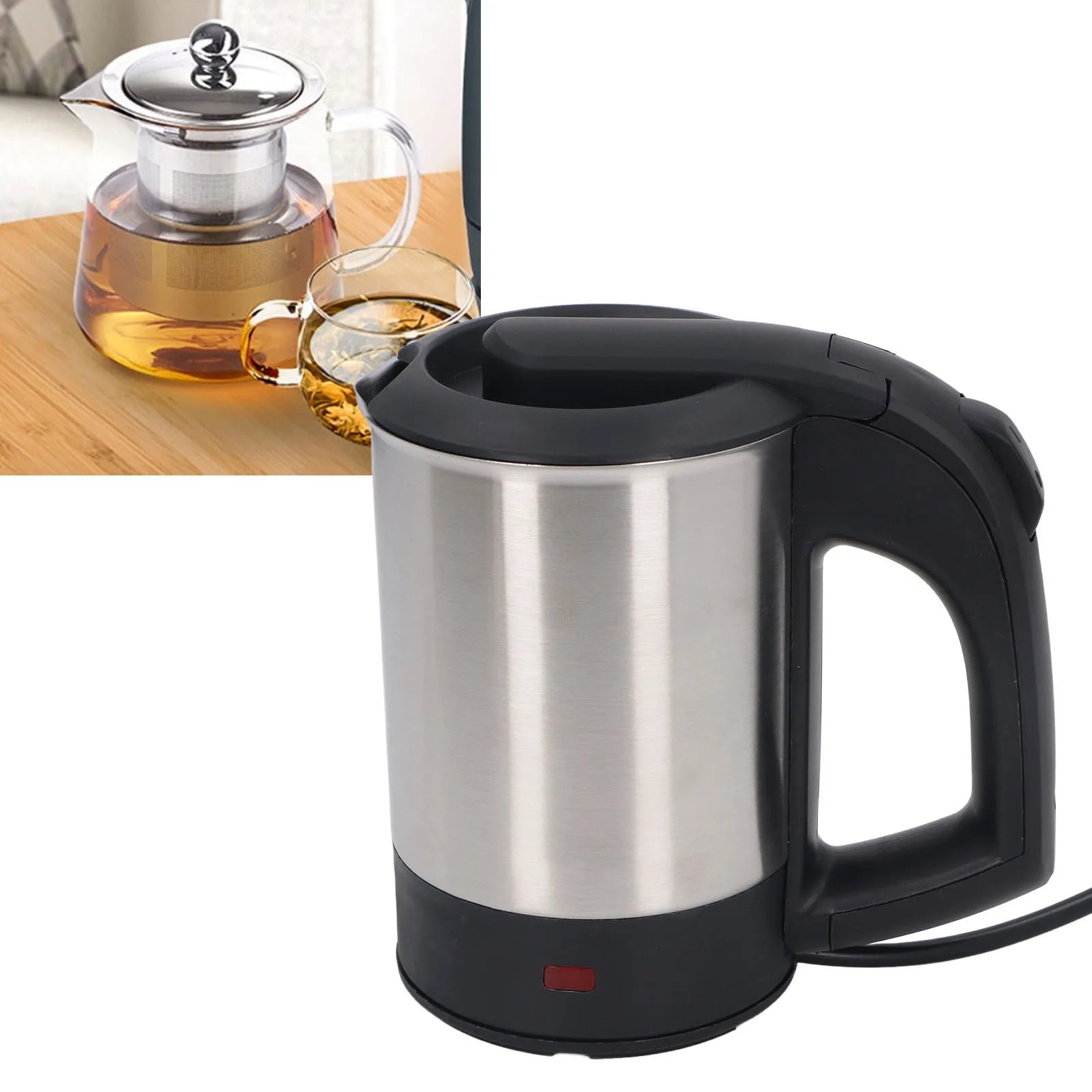 Electric Kettle 1000W 0.5L Stainless Steel Auto Shutoff Boil Dry Protection Water Boiler Heater with 2 Cups for Home