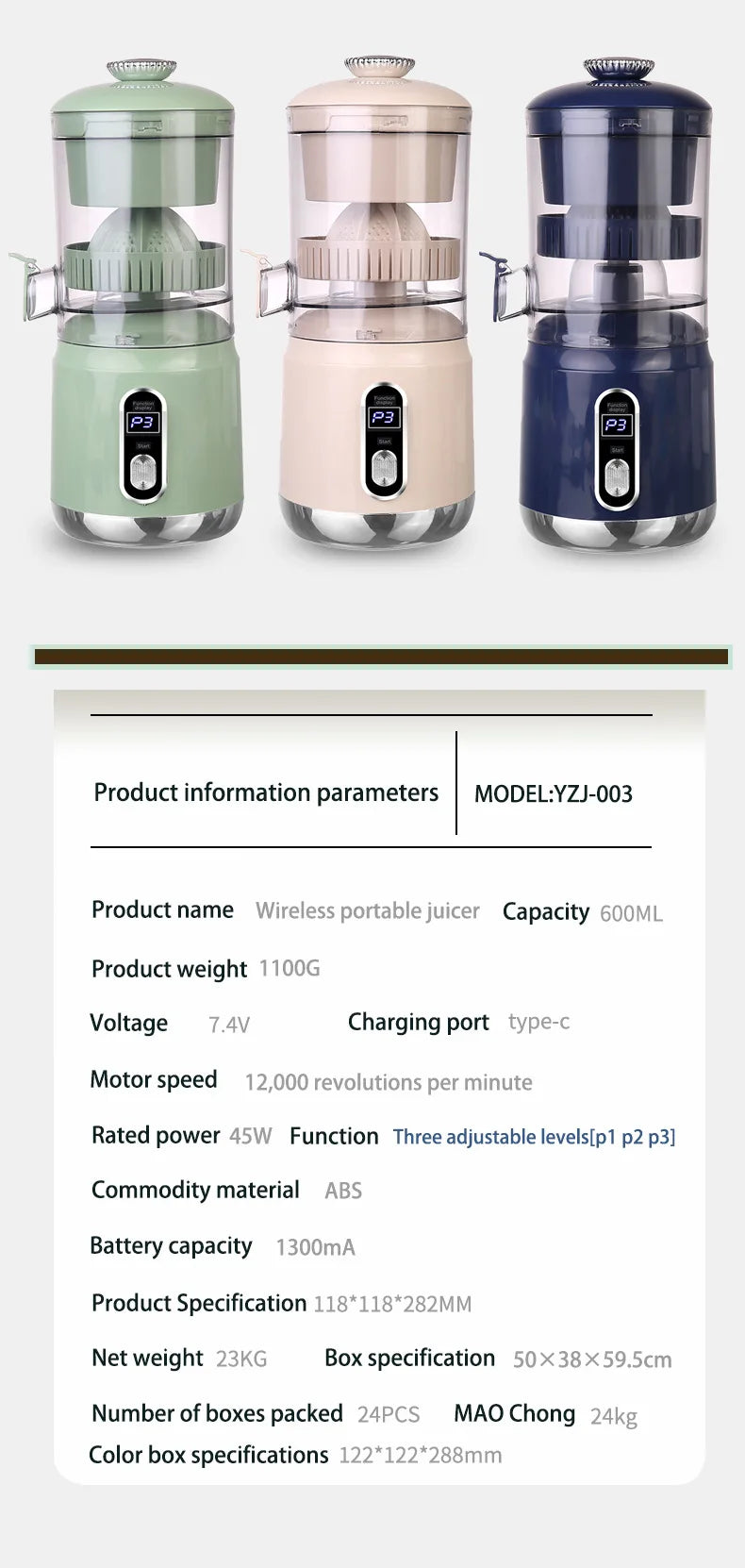 Portable Electric Juicer USB