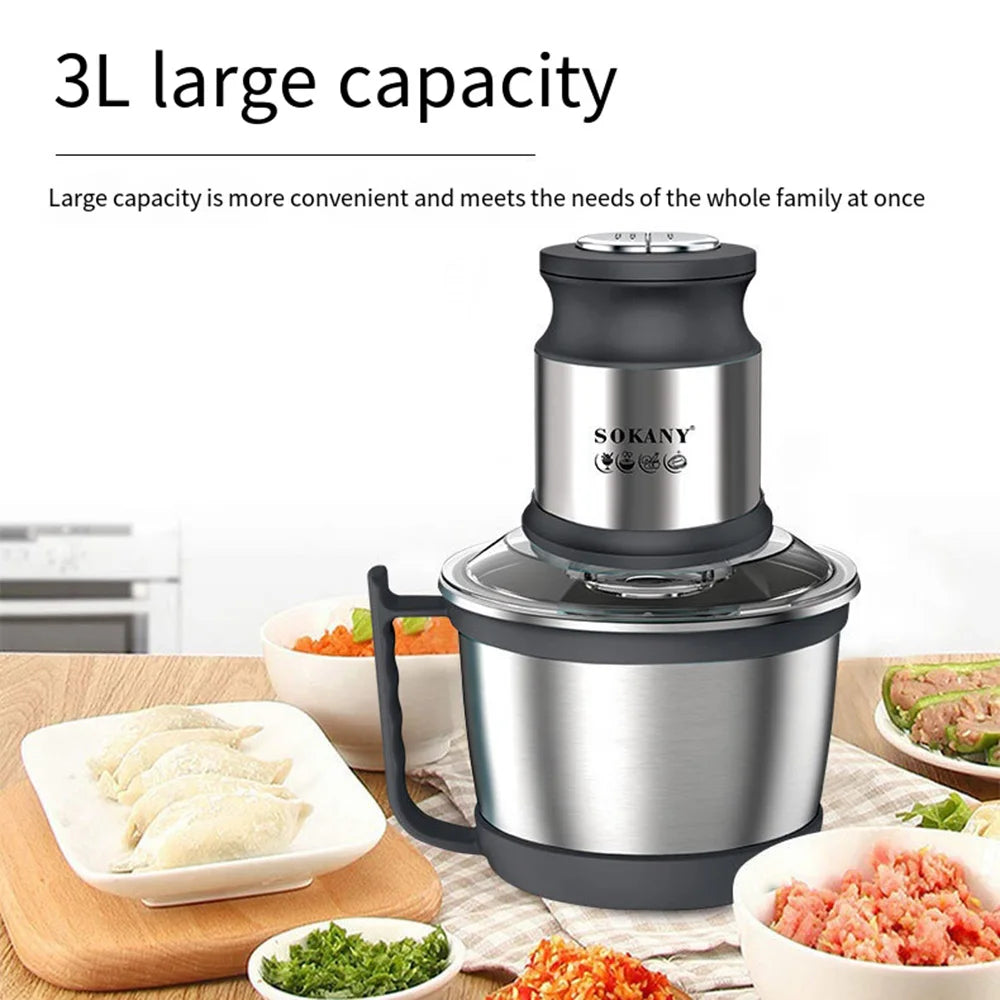 800W 3L Meat Grinder Electric Stainless Steel Blender Mixer Machine for Kitchen Food Processors Chopper Meat Mincer 220V