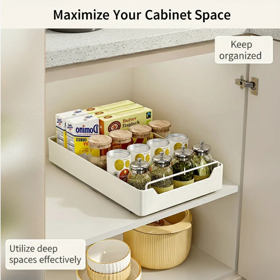 Kitchen Under Sink Pull Out Organizer, Sliding Pantry Cabinet Storage Tray, Space Saving Shelf Organizer