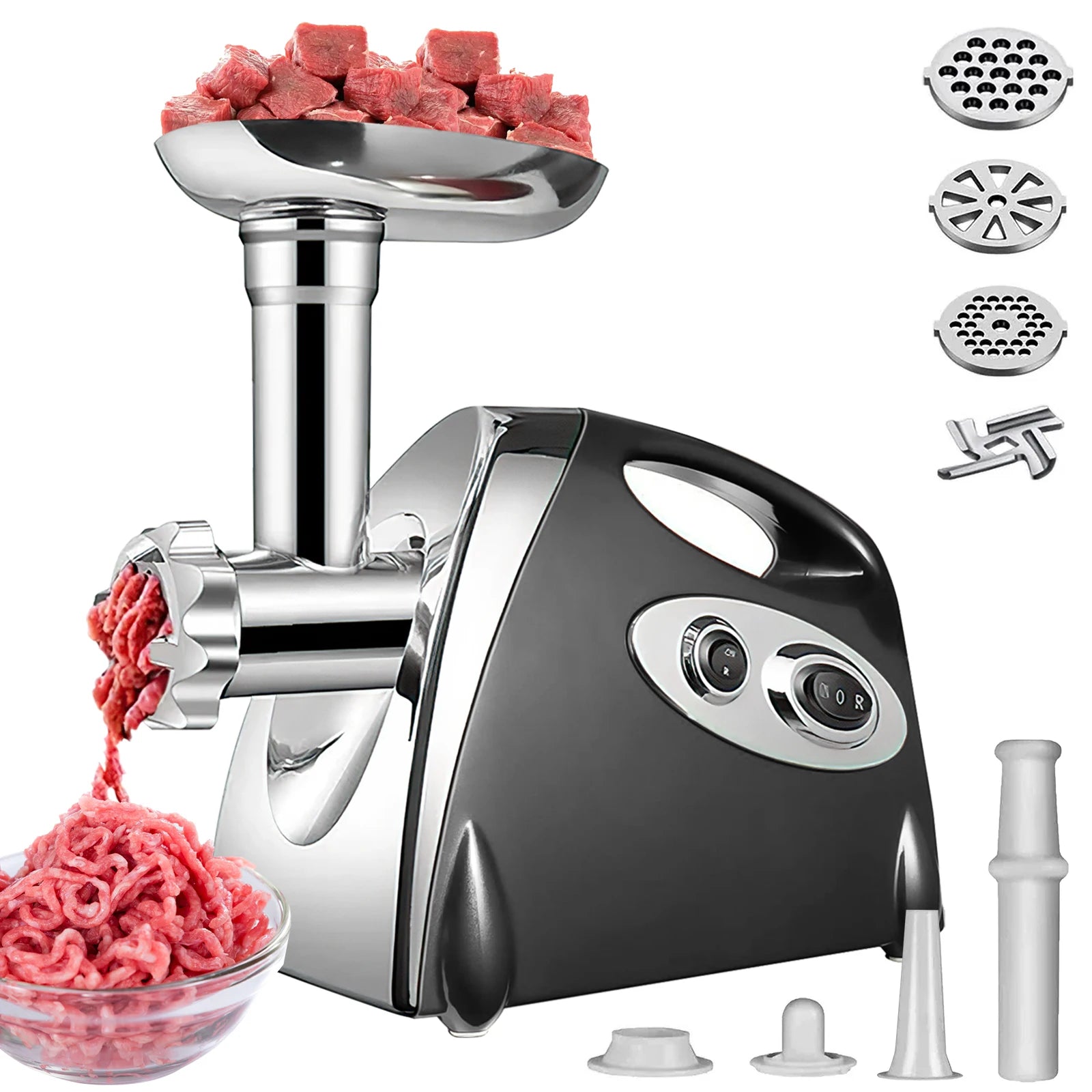 Electric Meat Grinder Heavy Duty Meat Mincer Grinder Stainless Steel Food Processor Sausage Stuffer for Homemade Dog Food