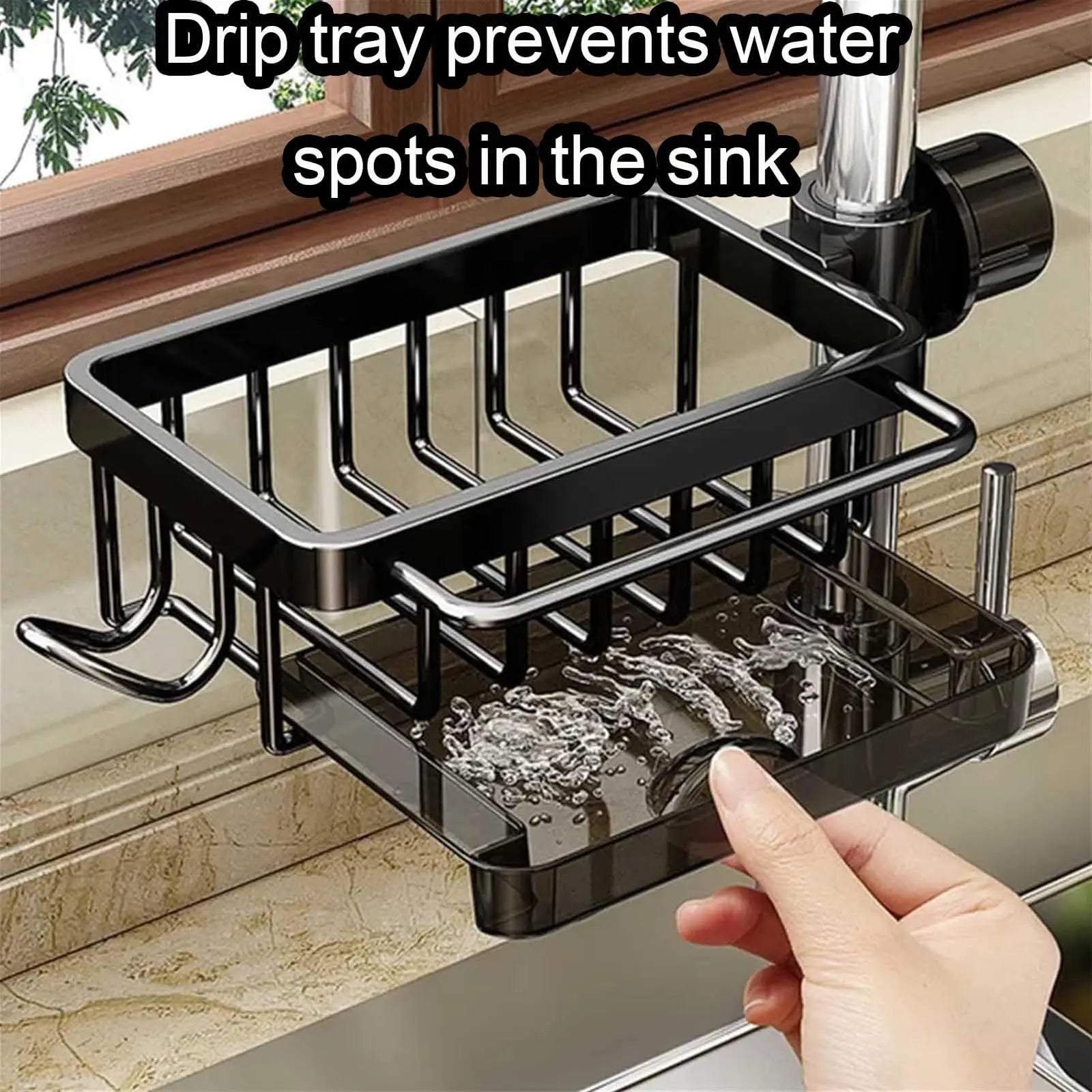 Kitchen Sink Faucet Organizer,3in1 Kitchen Faucet Organization Rack - Dish Sponge Holder, Multi-Function Storage Caddy Rack