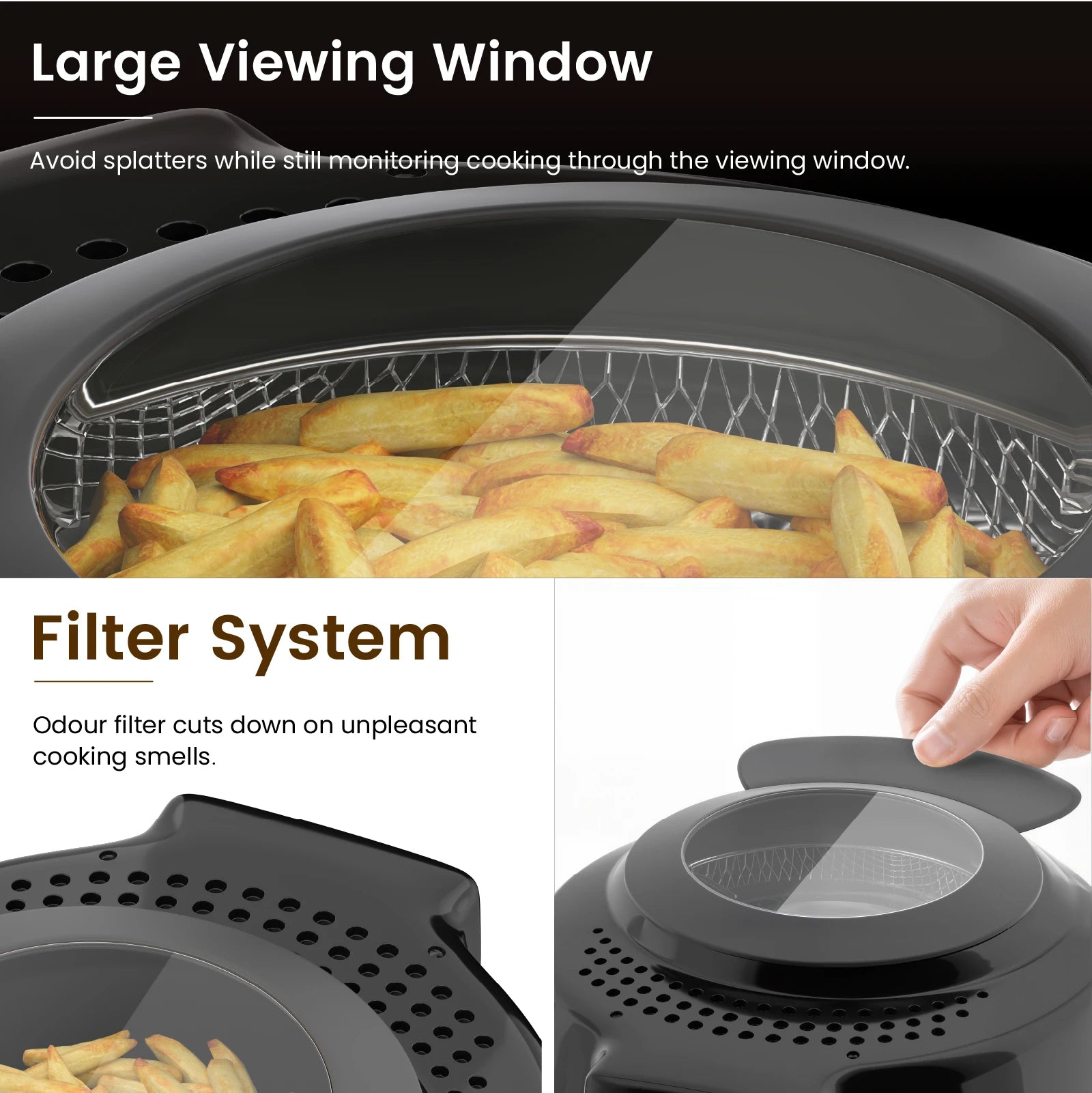 SUPERLEX Electric Deep Fryer 1L For Home Temperature Control Visual Window Removable Oil Tank Easy‑Clean Fried Chicken Fries Pot