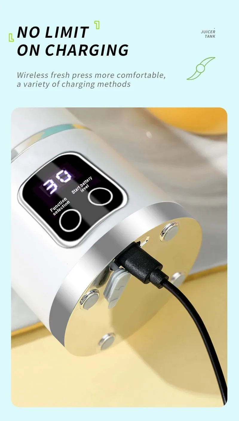 Portable Fruit Juicer 10 Blades 450ml Capacity 3 Gears USB Rechargeable Blender Ice Crusher for Shakes and Smoothies Juicer Cup