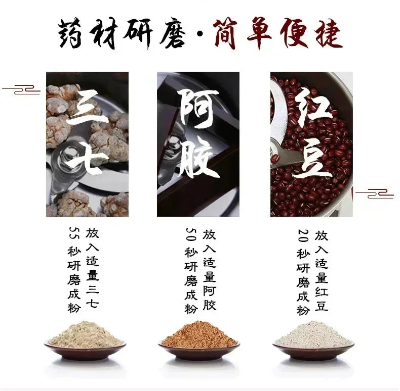 220V 800g 1400W Stainless Steel Grains Spice Crusher Household Electric Medicinal Material Crusher Ultra-fine Soybean Grinder