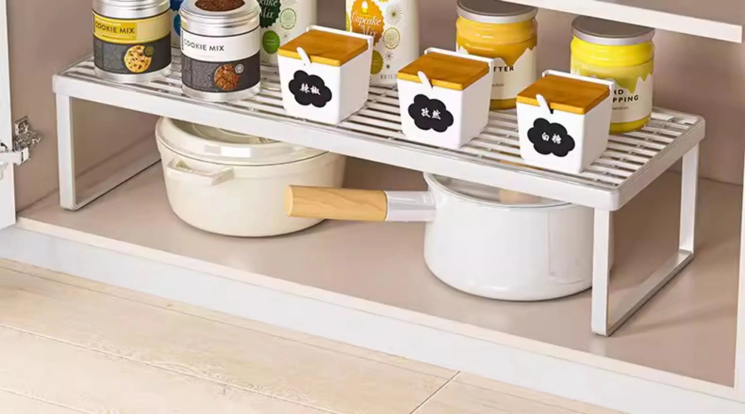 Kitchen Storage Rack Countertop Dish Pot Utensil Organizer Cabinet Inner Multi-layer Shelf Seasoning Tabletop Storage