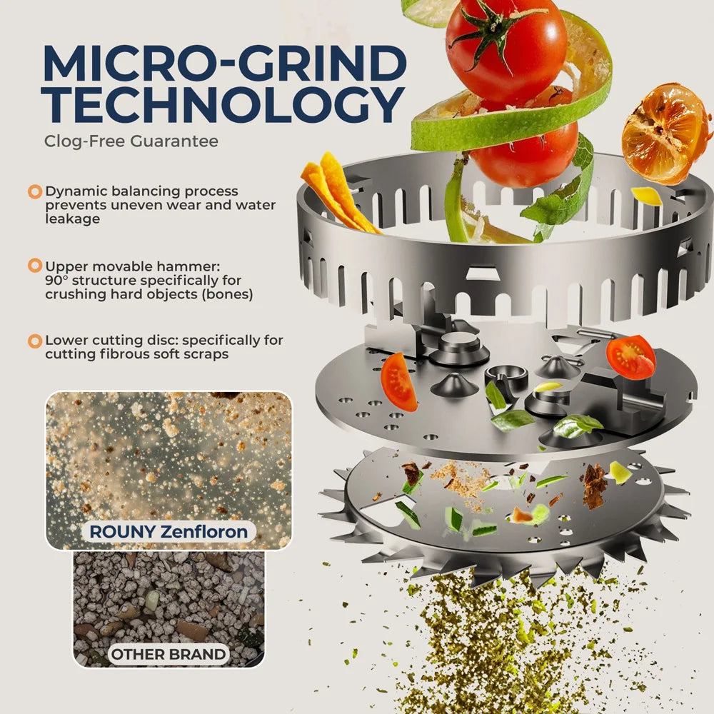 Continuous Feed Garbage Disposal with Sound