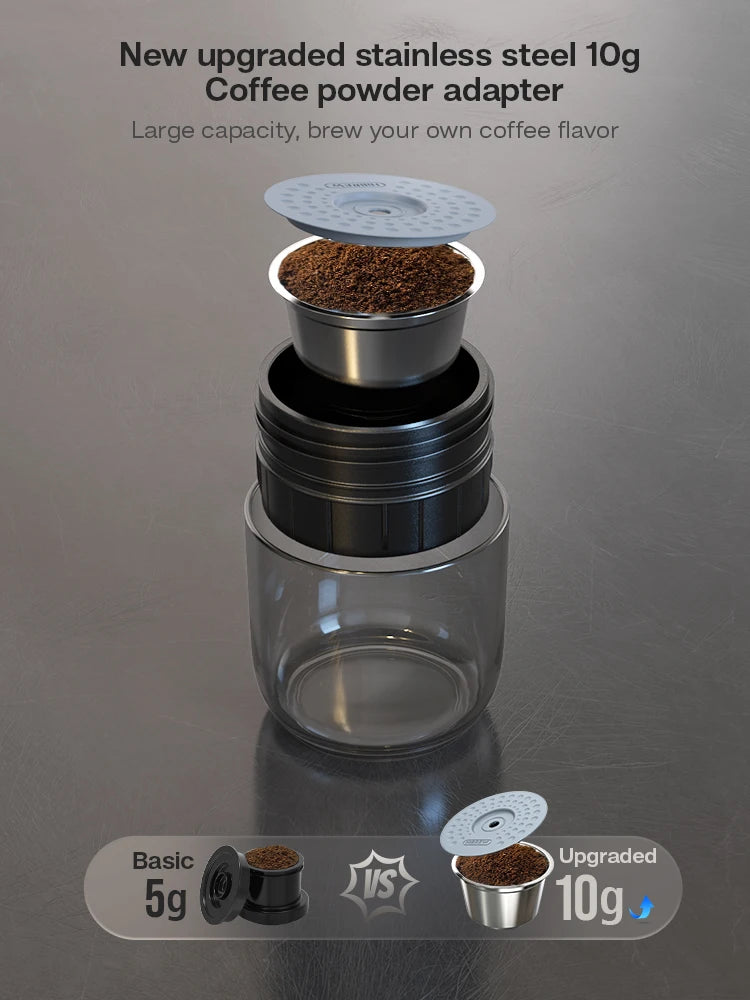 HiBREW Portable Coffee Machine for Car & Home,DC12V  Expresso Coffee Maker Fit Nexpresso Dolce  Pod Capsule  Coffee Powder H4A