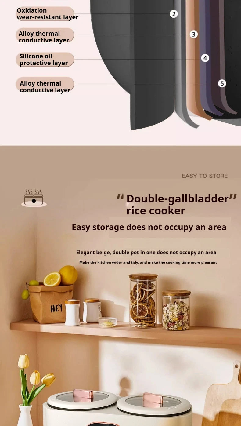 Double Gallbladder Electric Rice Cooker Multifunctional Fully Automatic Intelligent Hot Pot Steamer
