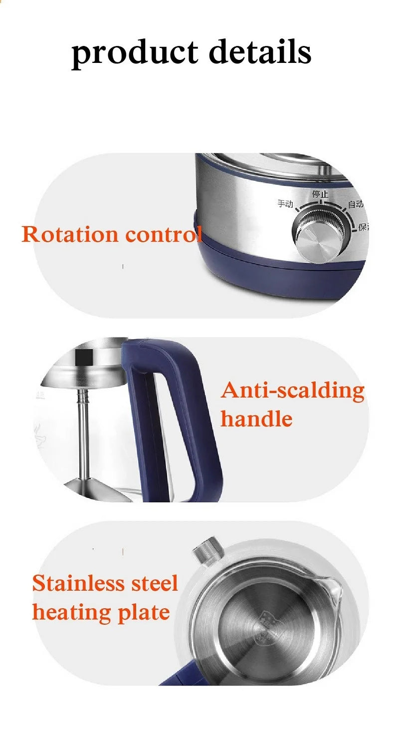 1L Electric Kettle Heat-resistant Glass Tea Infuser Pot With Filter  Automatic Steam Spray Borosilicate glass Teapot Health Pot