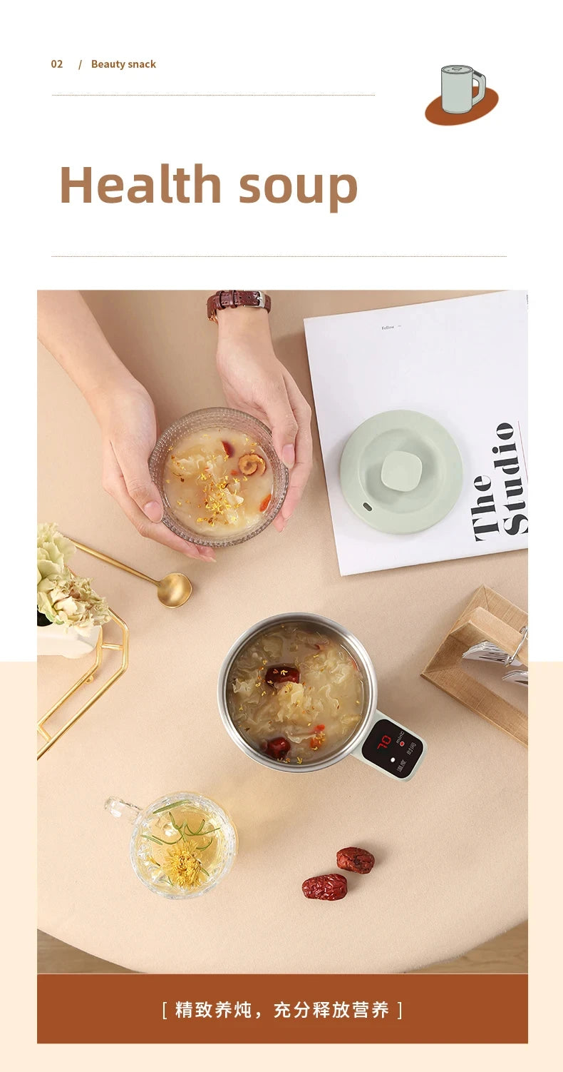 600ml Electric Kettle Health Preserving Pot Boiled Water Tea Pot Multicooker Electric Heating Cup Desktop Stew Cup 220V