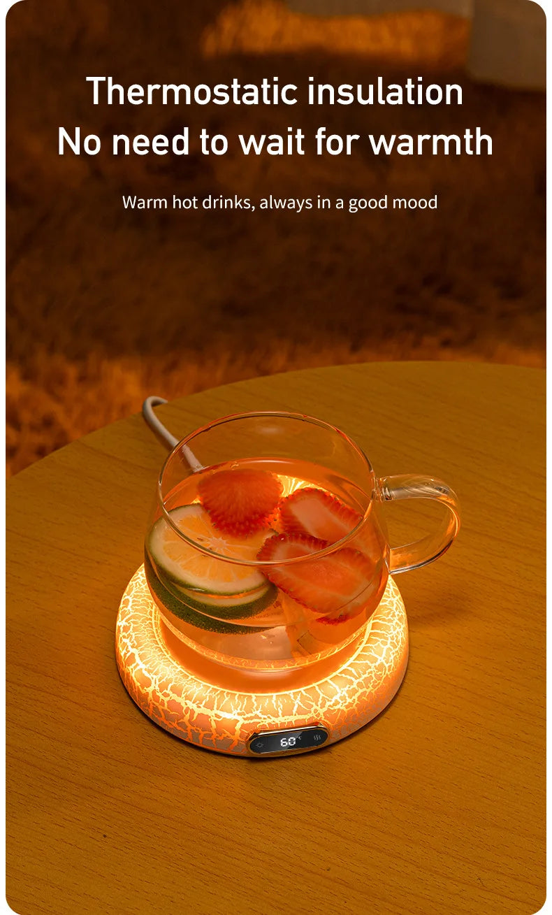Electric Beverage Cup Warmer with LED Lamp 4 Gear Constant Temperature Digital Display For Home Office Insulated Heating Coaster