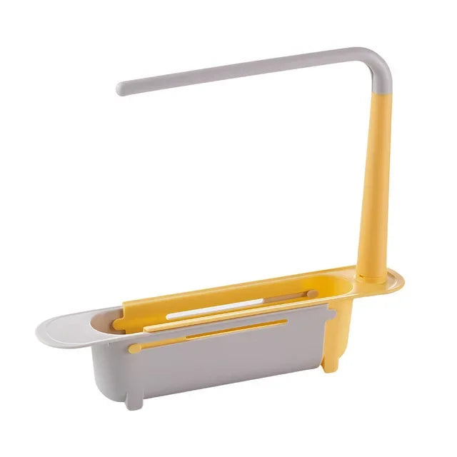 Kitchen Telescopic Sink Organizer Rack Telescopic Faucet Organizer for Soap Towel Sponge Storage Adjustable Shelf Storage Rack