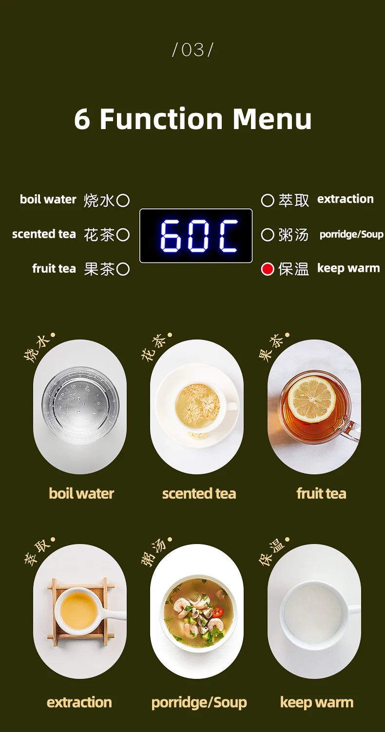Electric Kettle Multifunction Glass Health