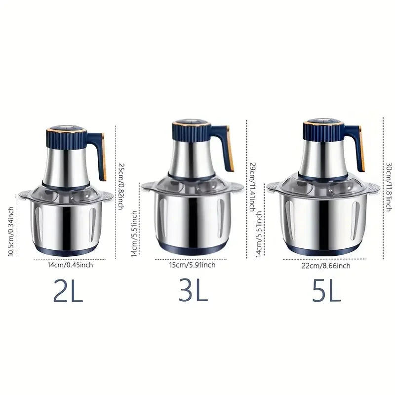 2L3L5LElectric Meat Grinder 304 Stainless Steel Multifunctional Vegetable Slicer Chopper Mincer Baby Food Processor 220V EU Plug