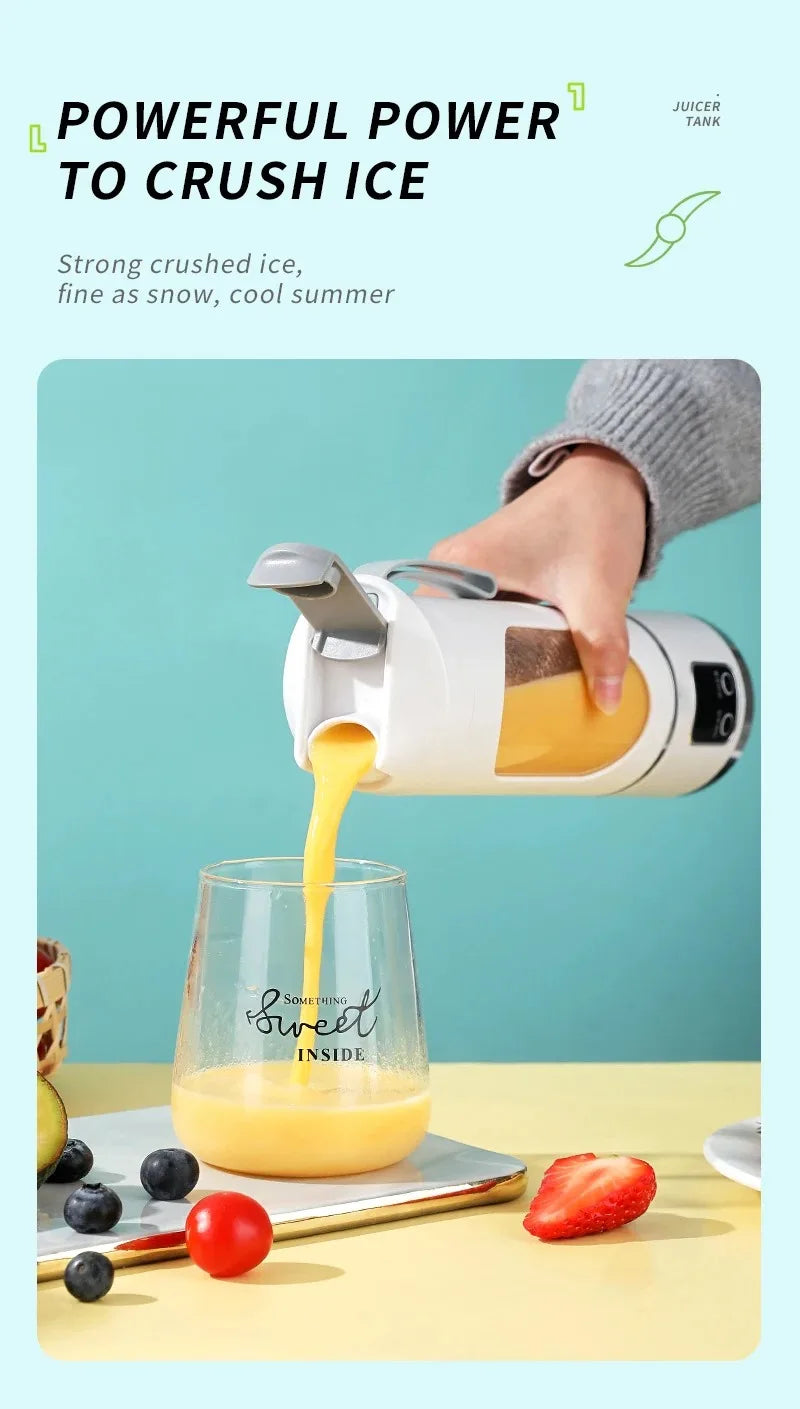 Portable Fruit Juicer 10 Blades 450ml Capacity 3 Gears USB Rechargeable Blender Ice Crusher for Shakes and Smoothies Juicer Cup