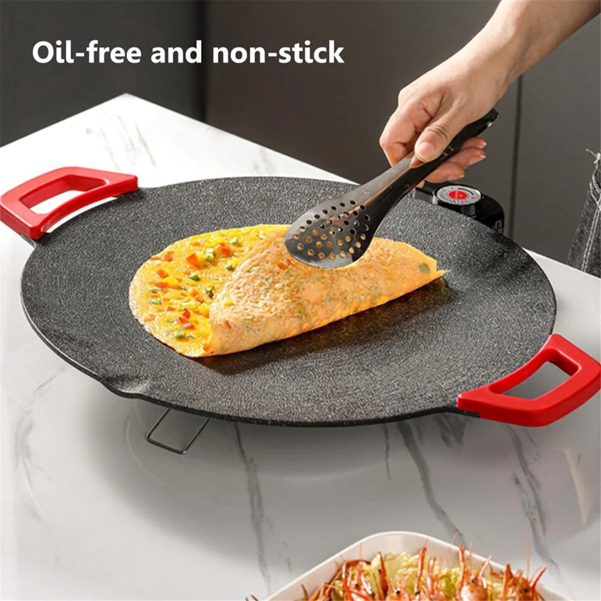 Electric Griddle Smokeless Electric BBQ Grill Baking Trays Nonstick Cooking Griddle Pan Pancake Maker EU Plug-Y48A