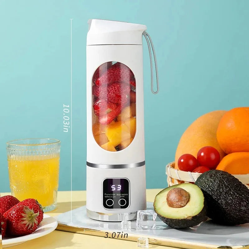 Portable Fruit Juicer 10 Blades 450ml Capacity 3 Gears USB Rechargeable Blender Ice Crusher for Shakes and Smoothies Juicer Cup